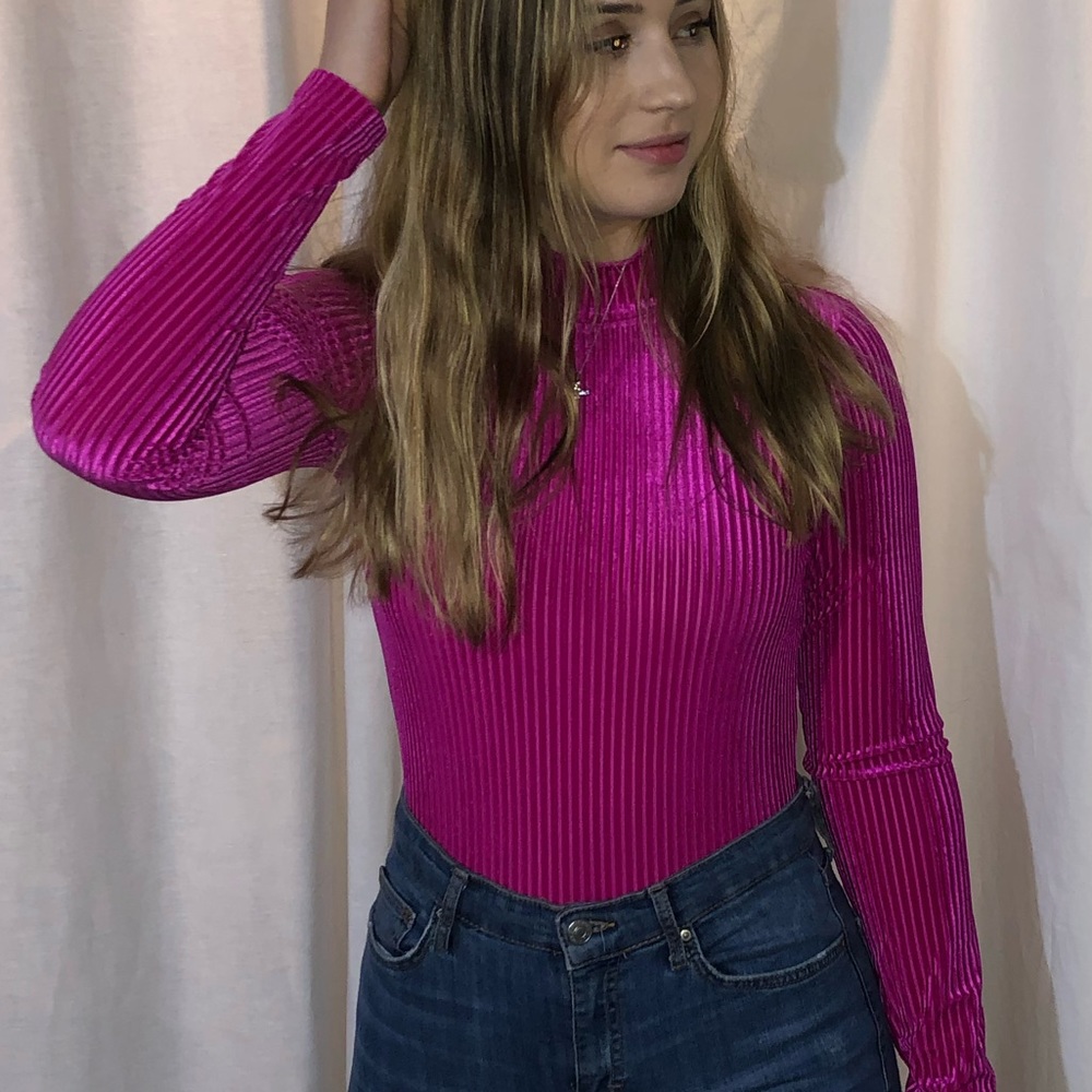 Hot pink body suit
